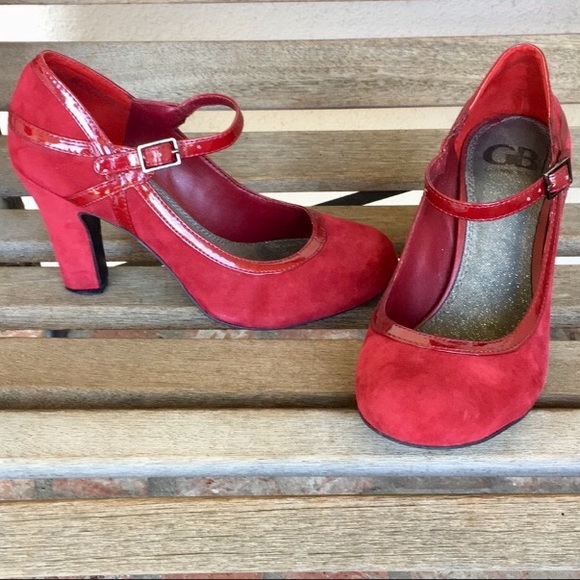 Gianni Bini Shoes - Gianni Bini Red Suede & Patent Leather Pump Heel